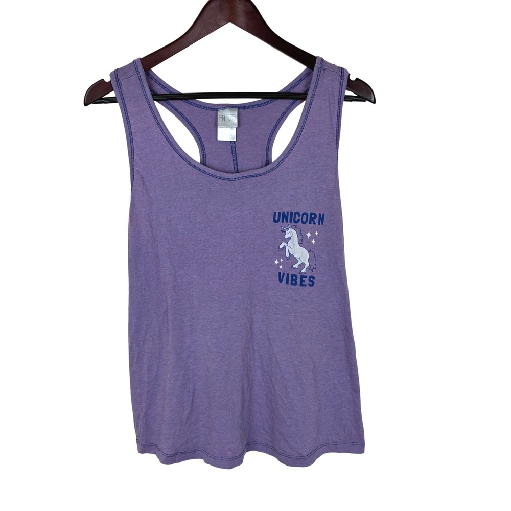 Vintage 80s Freeze Womans Tank Top Sz M Unicorn Racer Back Retro Twee Grunge